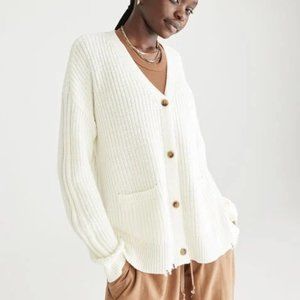 Aeropostale Distressed Rib-Knit Cardigan, Size XS, new with tags, Deep Ivory